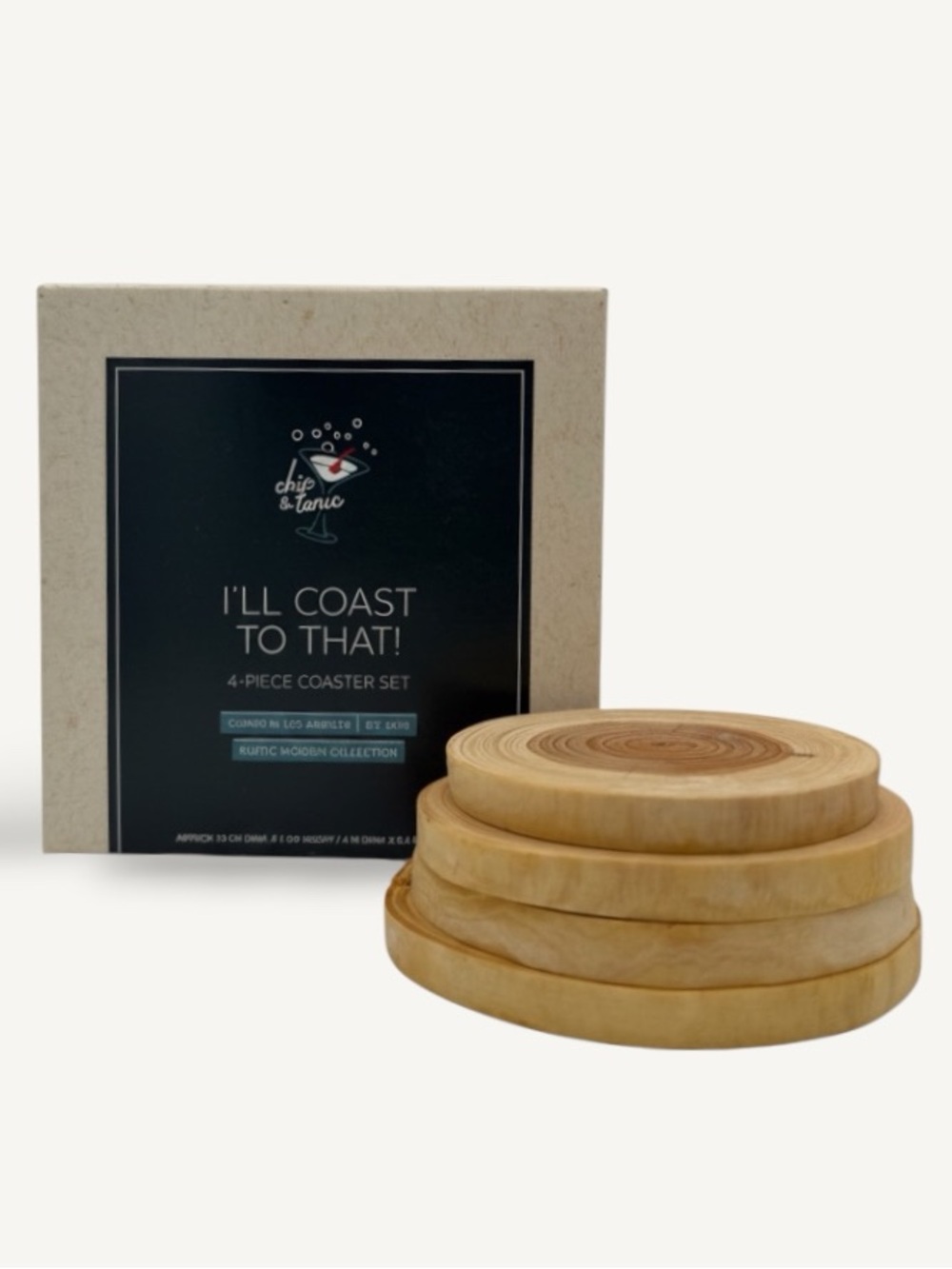 I'll Coast To That! 7 Piece Wood Coaster Set - Natural